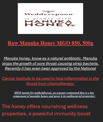 Raw Manuka Honey MGO 850 17.6oz